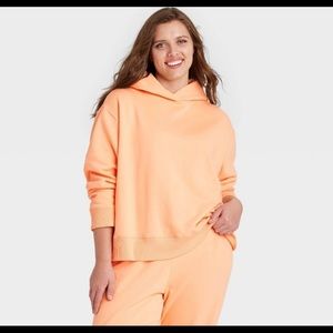 Orange plus size hooded sweatshirt